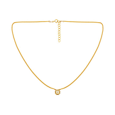 Collar Diamantes 1 Cuadrado Dorado Corto Perla